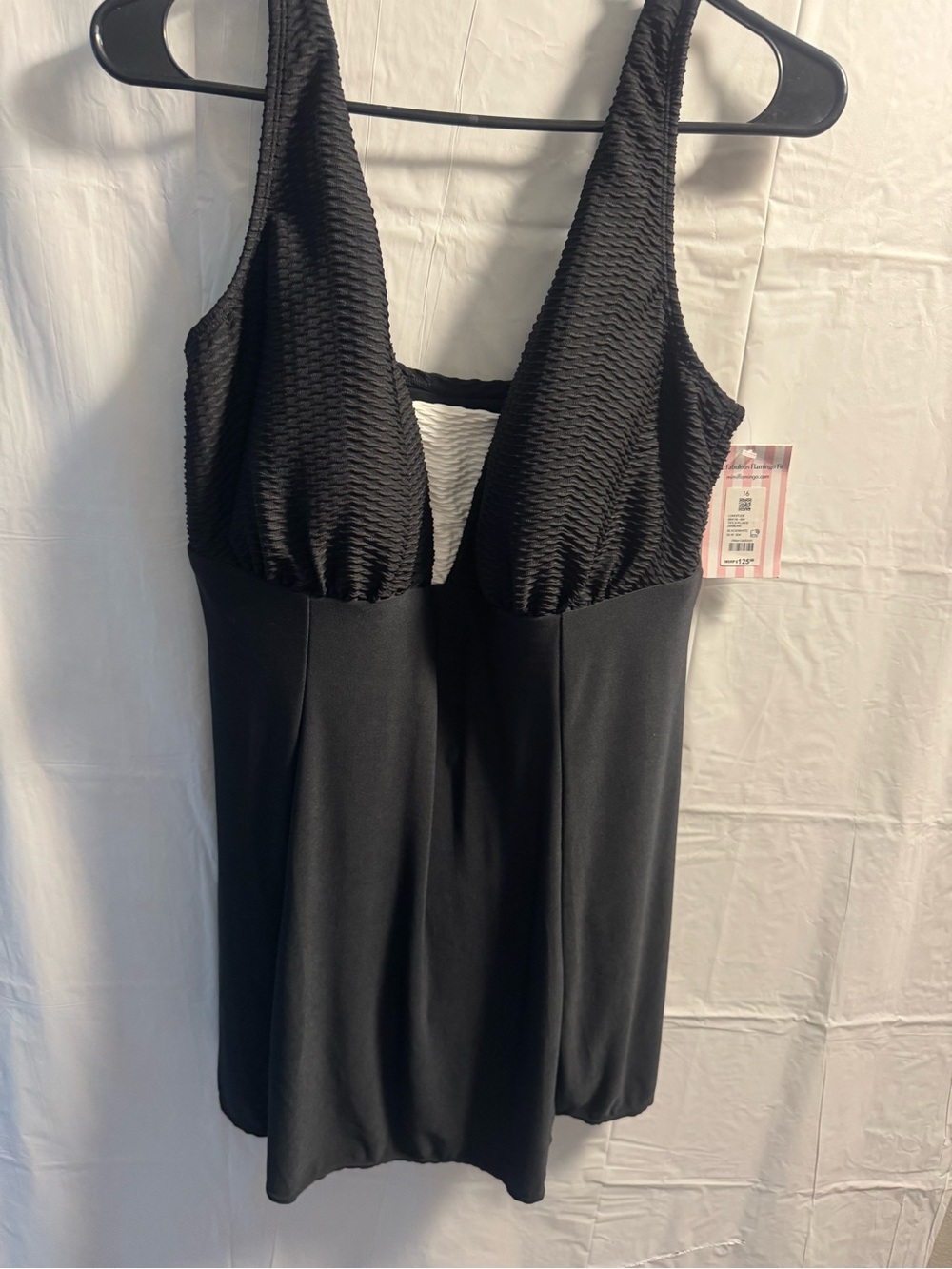 Longitude Black Textured V-Neck Swimdress